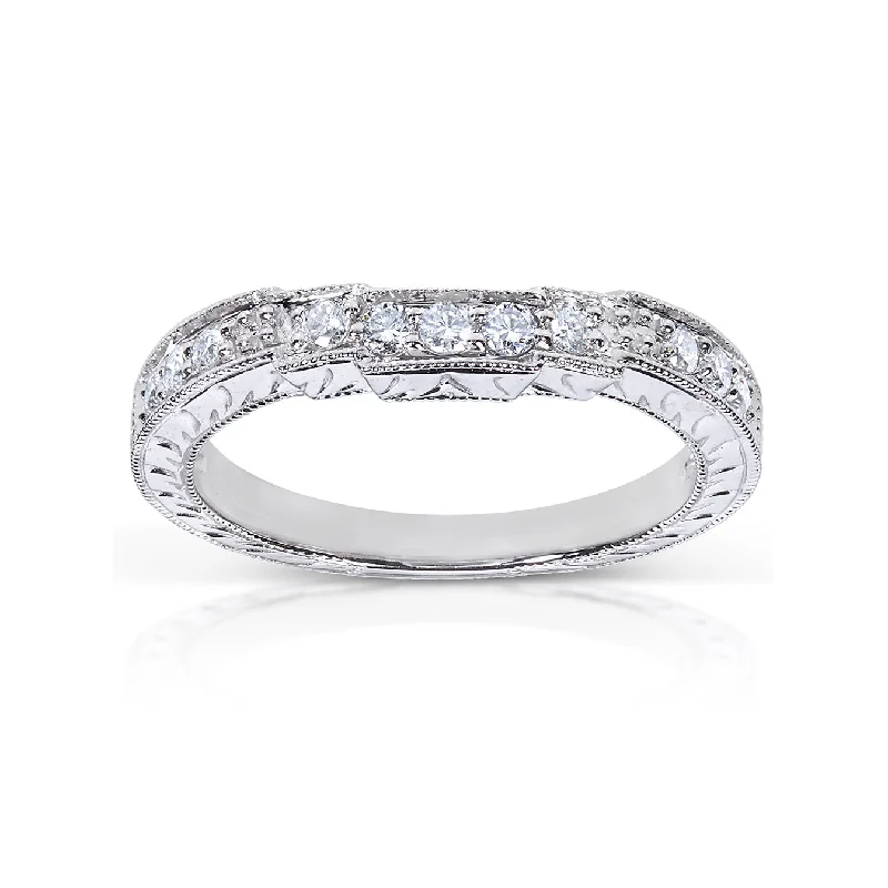 Rings with pave-set gemstones for brilliance -Round Diamond Wedding Band 1/4 Carat (ctw) in 14K White Gold