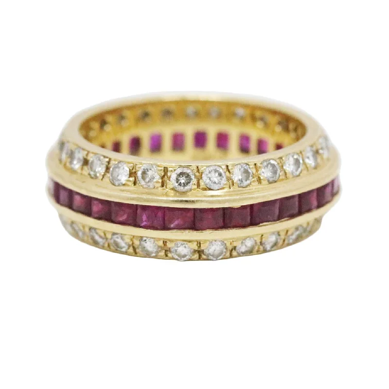 Rings with tourmaline gems for bold hues -RUBY DIAMOND ETERNITY BAND