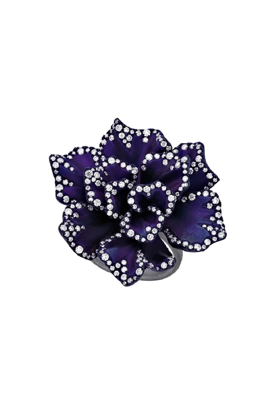 Rings with lapis lazuli for rich blue -Diamond Flower Ring Brooch