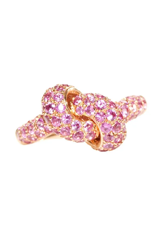 Rings with polished opal for iridescent beauty -Pink Sapphire Love Knot Ring