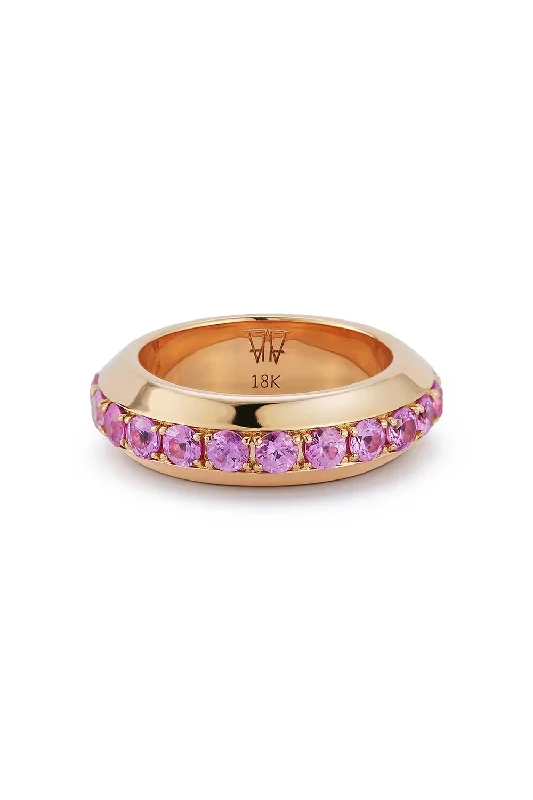 Stackable rings with mixed metal finishes -Grant Pink Sapphire Angled Band Ring