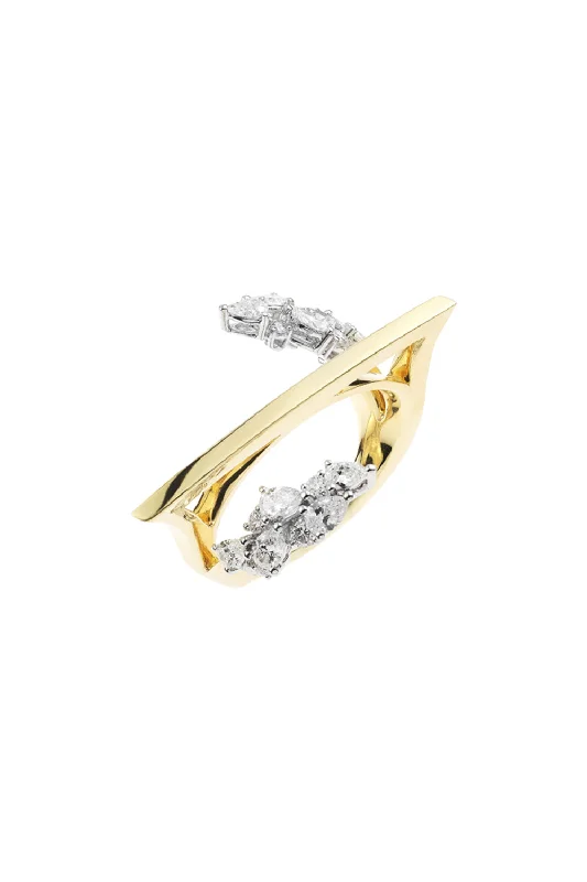 Rings with sunburst citrine for radiant appeal -Golden Strada Thin Diamond Bar Ring