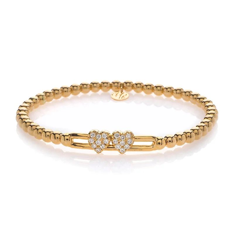 Best bangle bracelets with sapphire stones for an elegant and rich pop of color-0.31ctw, 18K Yellow Gold Heart Tresore Stretch Bracelet