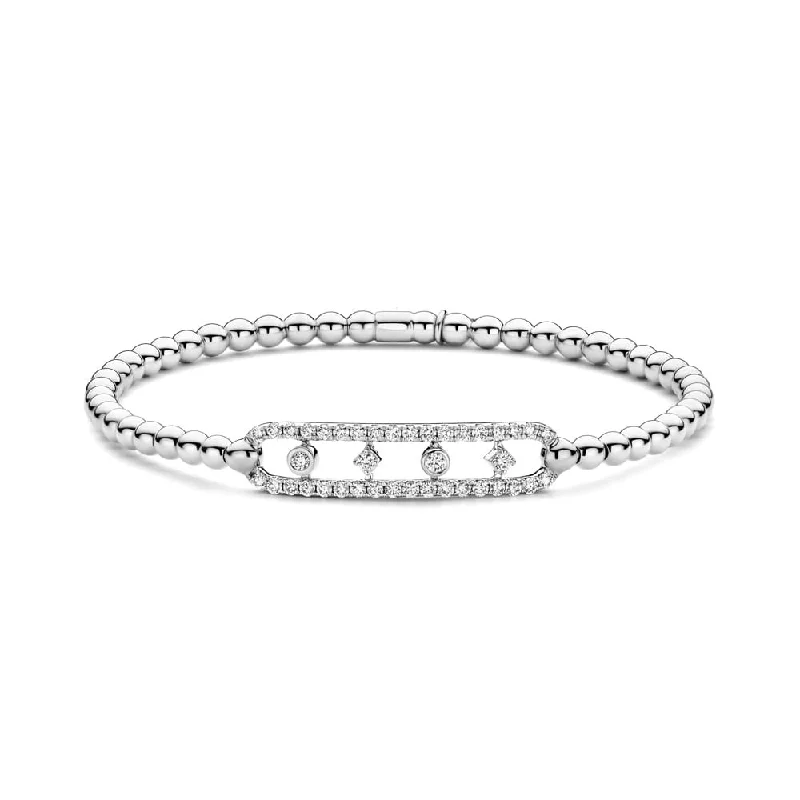 Best bangle bracelets with bright enamel colors for a fun and youthful style-0.49ctw, 18K White Gold Tresore Stretch Bracelet