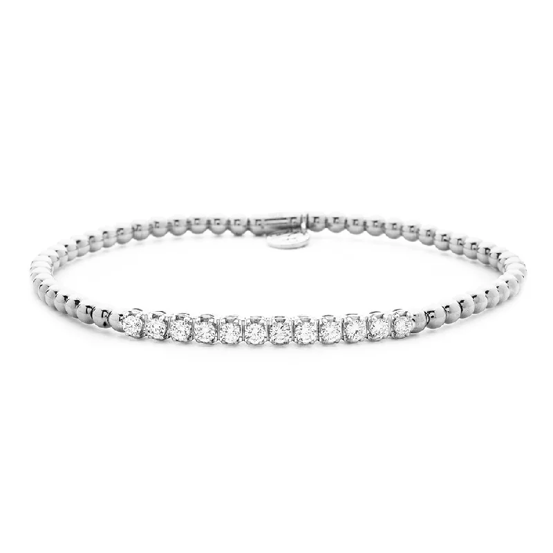 Oversized bangle bracelets with unique textures for a statement-making accessory-0.59ctw, 18K White Gold Tresore Stretch Bracelet