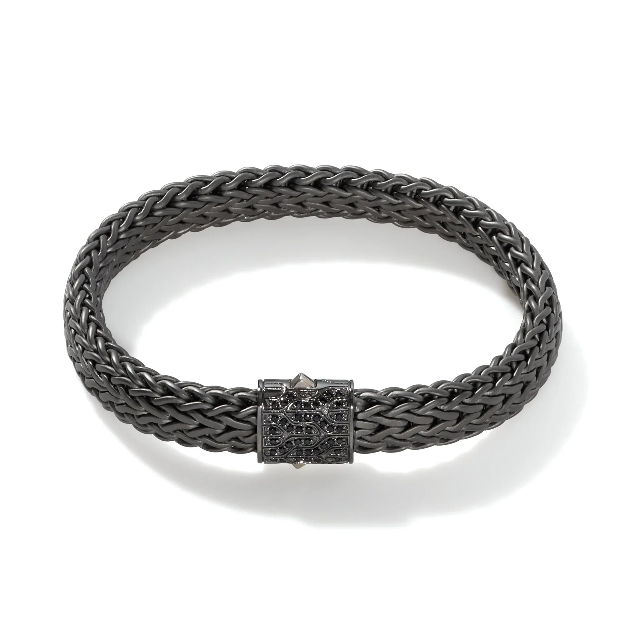 Best bangle bracelets with solid gold for an elegant and luxurious design-11mm Dark Silver Icon Pavé Bracelet