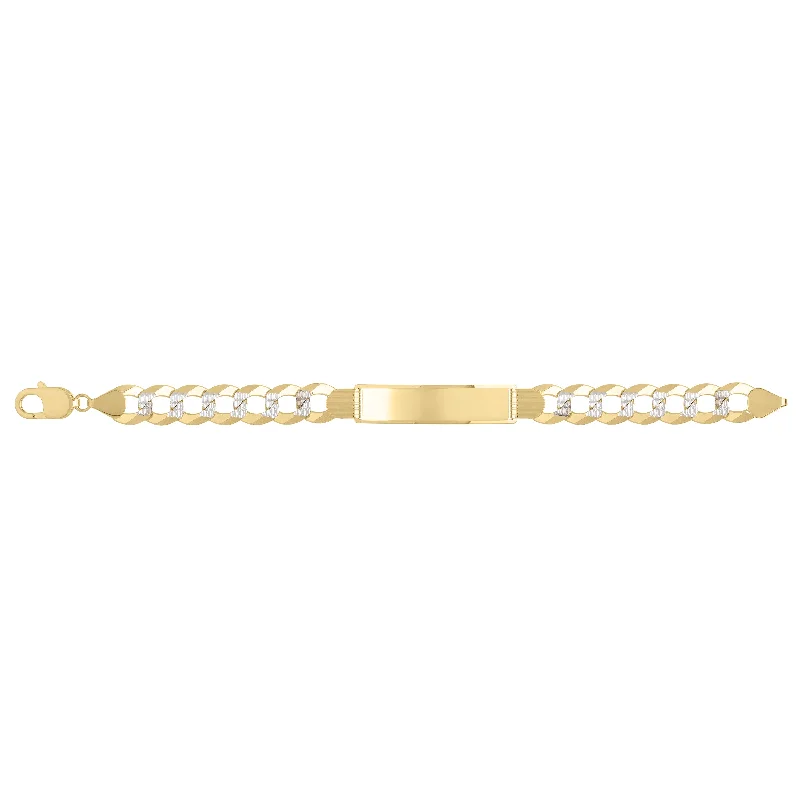 Simple bangle bracelets with smooth matte finishes for a subtle and modern style-14K 11mm Pave Curb ID Bracelet