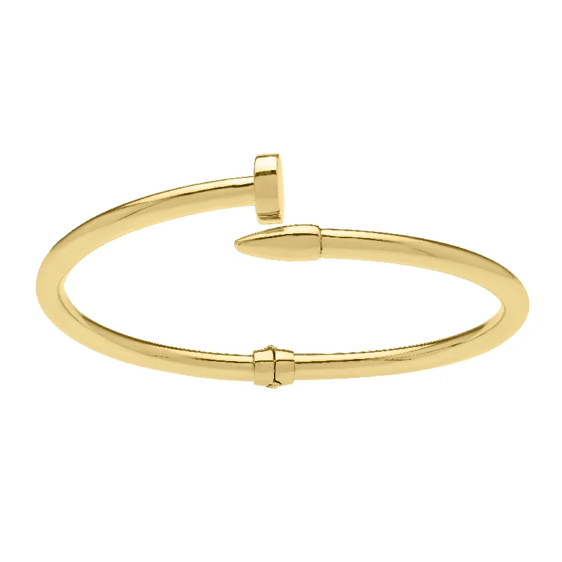 Best bangle bracelets with stacked designs for a trendy and fashionable look-14K Bypass Nail Bangle