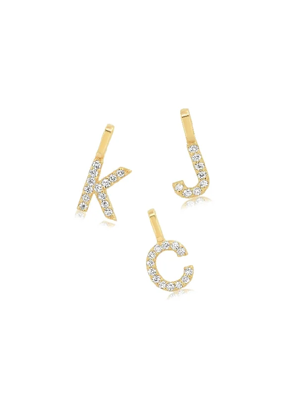 Trendy necklaces and pendants with statement pieces for a bold fashion statement-14K DIAMOND INITIAL CHARM