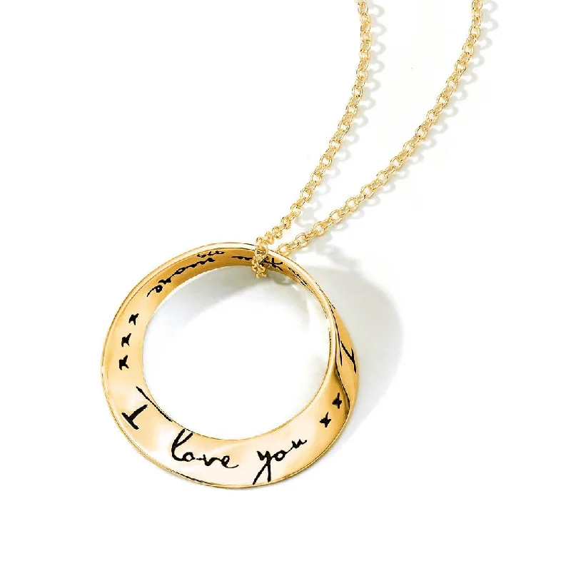 Necklaces and pendants with clear quartz for a pure and radiant look-14K Gold I Love You More Necklace