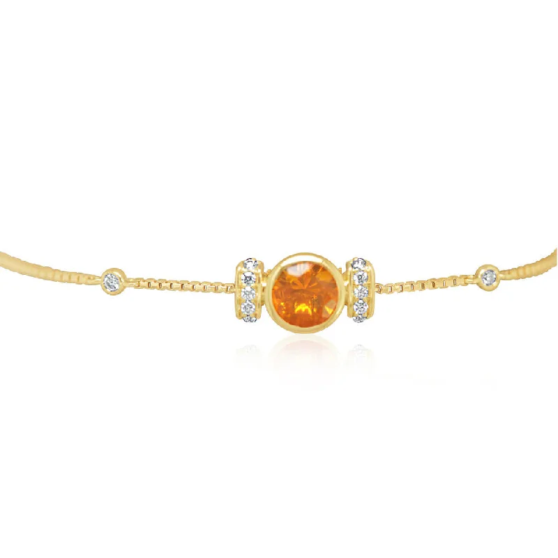 Best bangle bracelets with gold-filled material for an affordable luxury option-14K Yellow Gold Fire Opal/Diamond Bolo Bracelet