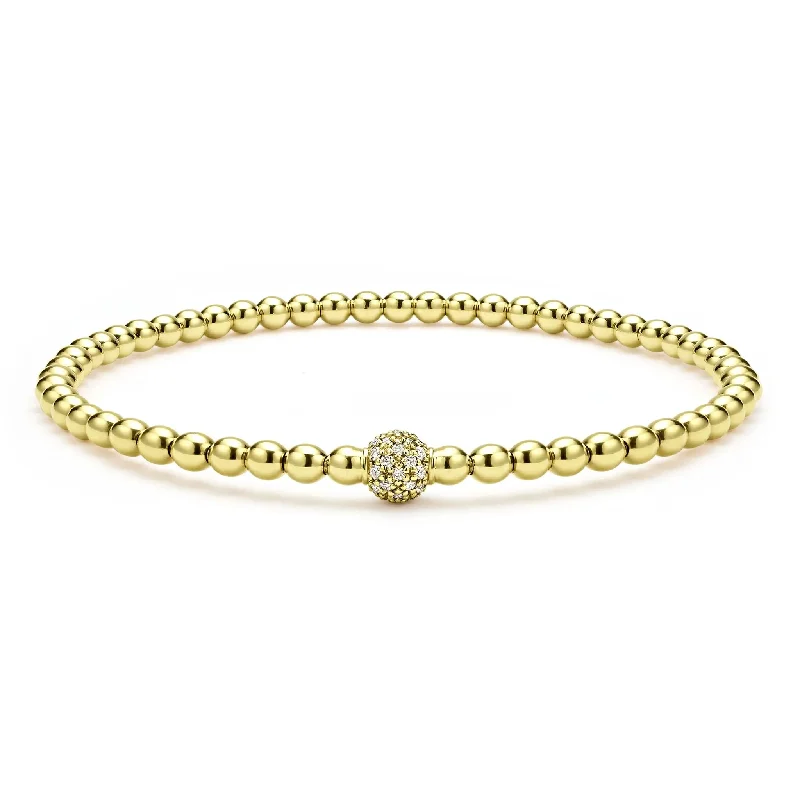 Best bangle bracelets with engraved floral patterns for a delicate and elegant design-18K Gold and Diamond Bead Bracelet | 3mm