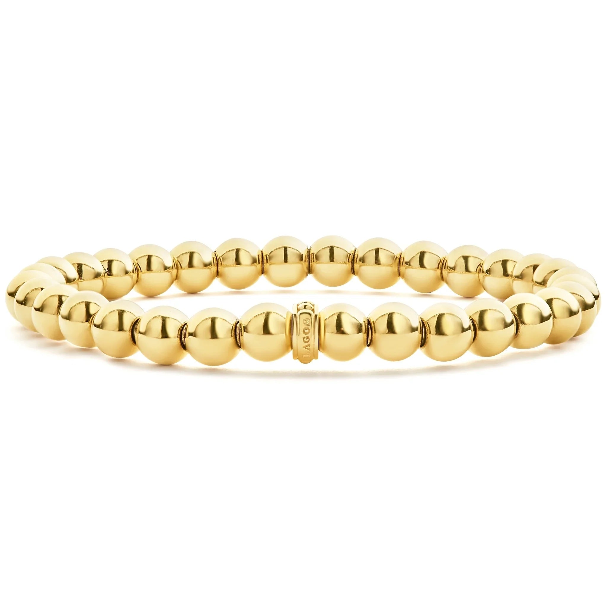 Classic bangle bracelets with pearl embellishments for a feminine and classic touch-18K Gold Bead Bracelet | 6mm