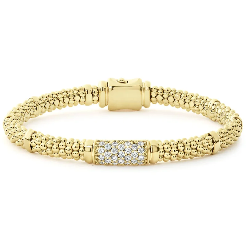 Wide bangle bracelets with modern geometric patterns for a bold fashion statement-18K Gold Diamond Bracelet | 6mm