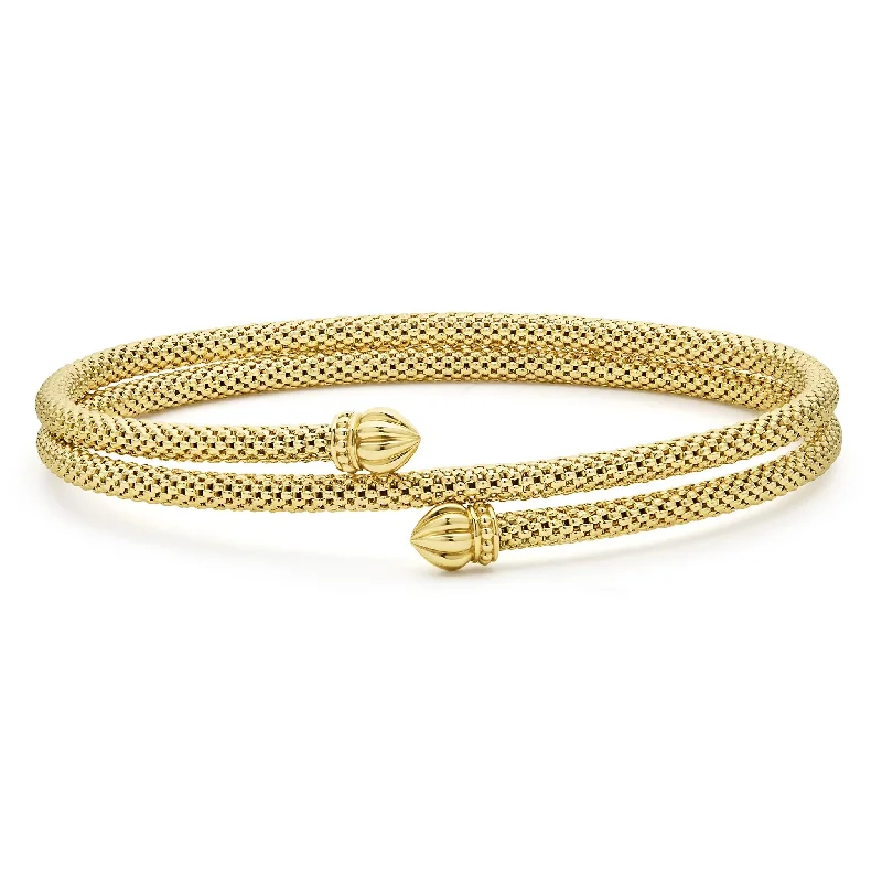 Best bangle bracelets with pastel-colored stones for a soft and delicate appearance-18K Gold Double Wrap Bracelet