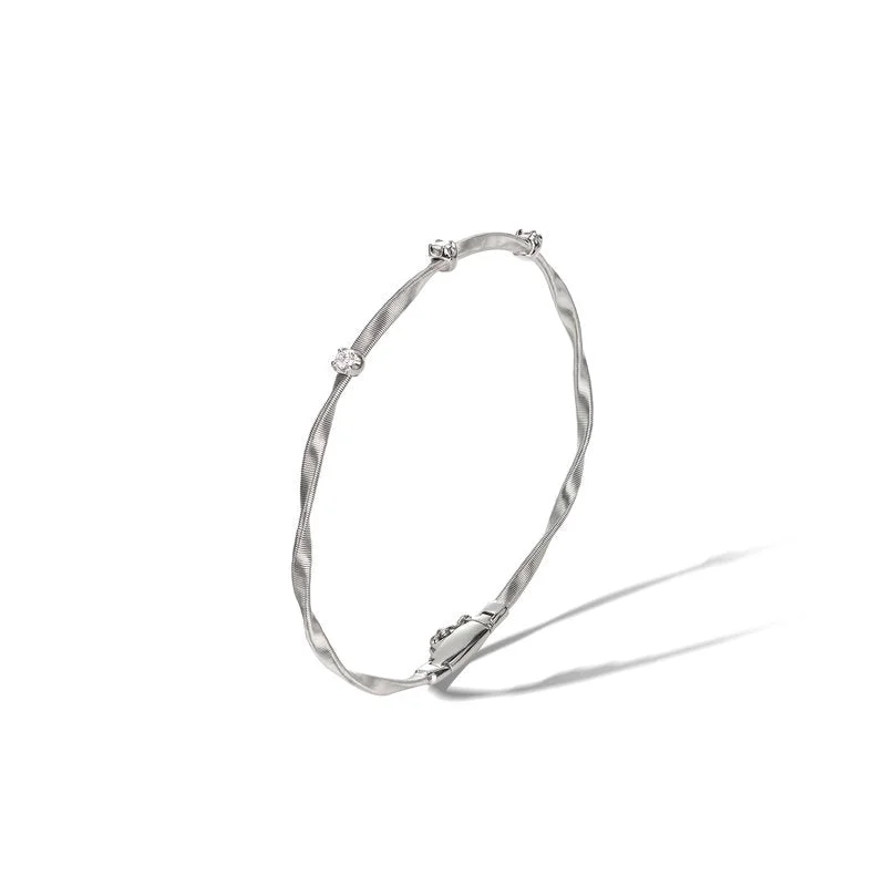 Bold bangle bracelets with textured finishes for a dynamic and modern style-Marrakech White Gold & Diamond Stackable Bangle