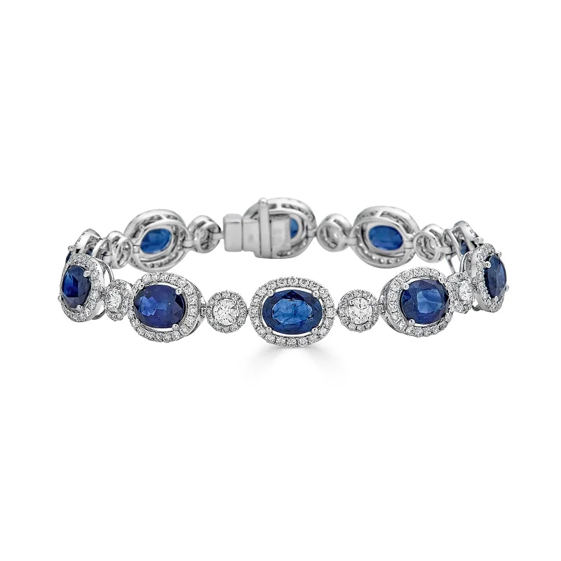 Best bangle bracelets with adjustable sizes for a comfortable and perfect fit-Blue Sapphire and Diamond Bracelet