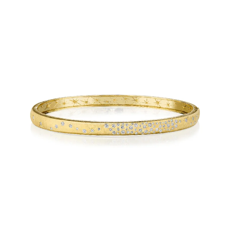 Best bangle bracelets with solid gold for an elegant and luxurious design-18k Yellow Gold Thin Galaxy Bangle