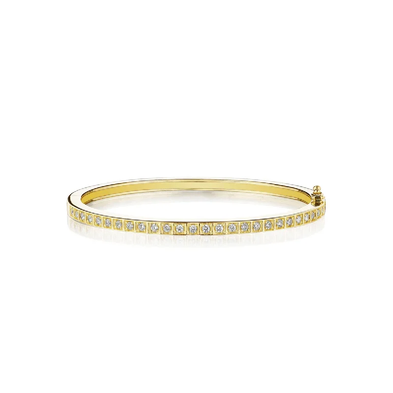 Best bangle bracelets with engraved birthstones for a personalized, meaningful gift-18k Yellow Gold Thin Diamond Bangle