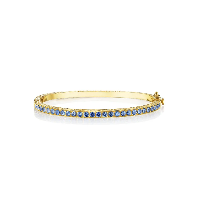 Colorful bangle bracelets with enamel details for a playful and youthful style-Blue Sapphire Bangle