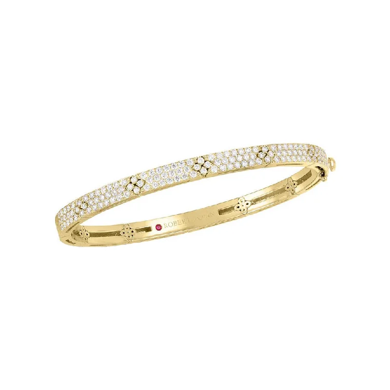 Bangle bracelets with colorful gemstone accents for a fun and vibrant pop of color-Love In Verona Pave Round Diamond Bangle