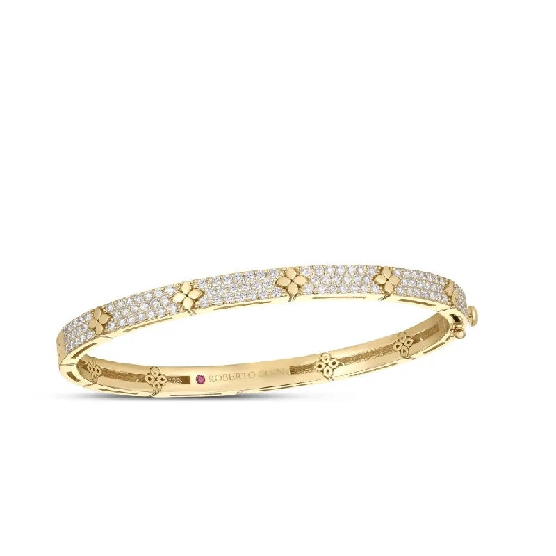 Colorful bangle bracelets with enamel details for a playful and youthful style-18k Yellow Gold Pave Love in Verona Bangle