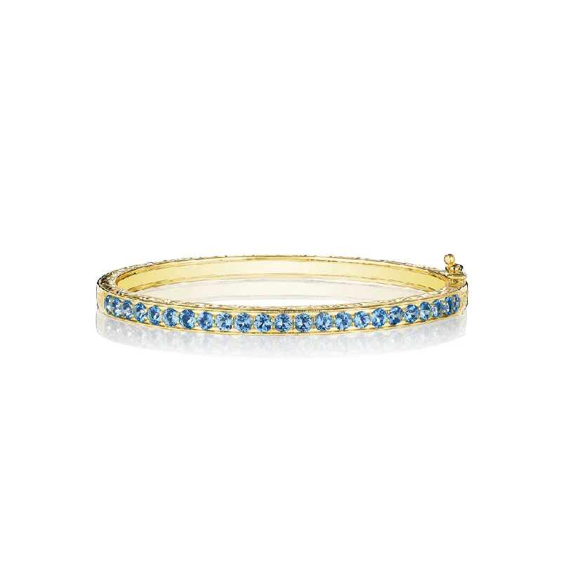 Bangle bracelets with braided leather straps for a chic, rustic vibe-Aquamarine Bangle