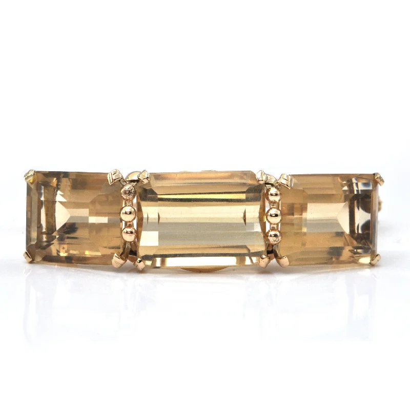 Lightweight bangle bracelets with subtle shimmer for an understated yet elegant look-1950's 14K Yellow Gold and 76CT Citrine Hinge Bangle Bracelet