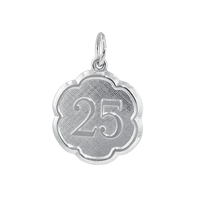 Beautiful necklaces and pendants with moon and star charms for a dreamy effect-"25" Disc Charm in Sterling Silver