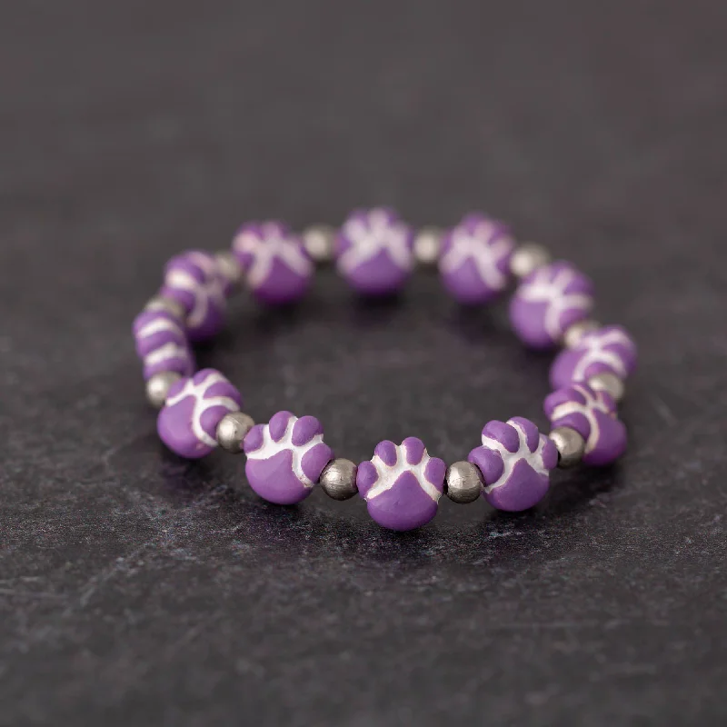 Best bangle bracelets with smooth sterling silver for a polished, refined finish-Ceramic Purple Paw Bracelet