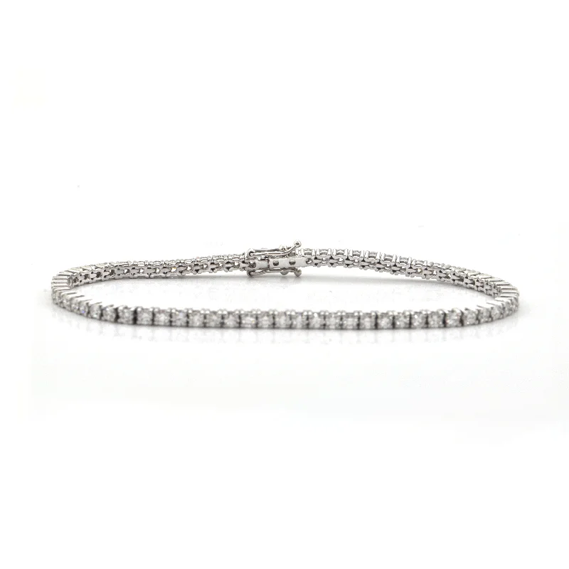 Best bangle bracelets with intricate filigree patterns for an elegant and detailed finish-3.65CT Diamond and 18K White Gold Tennis Bracelet