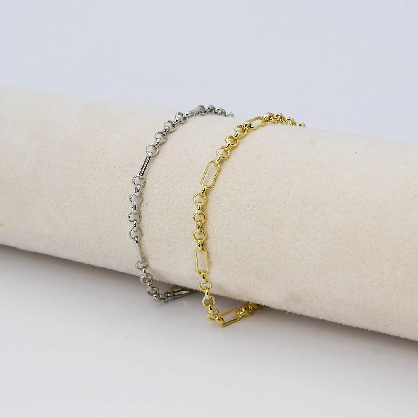 Bangle bracelets with polished marble inlays for a chic and trendy appearance-Dainty Rolo Chain Bracelet by Treasure Jewels