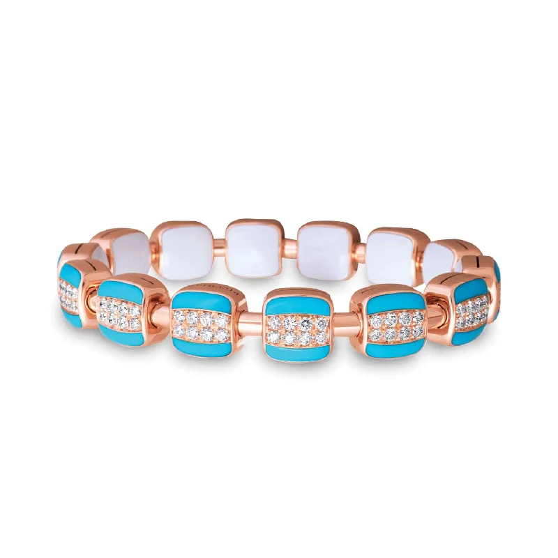 Best bangle bracelets with nature-inspired designs like leaves and flowers-4.08ctw Diamond with Turquoise and White Ceramics Reversible Xpandable™ Bracelet