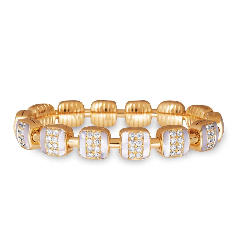 Bangle bracelets with polished marble inlays for a chic and trendy appearance-4.75ctw Diamond with White Mother of Pearl Reversible Xpandable™ Bracelet