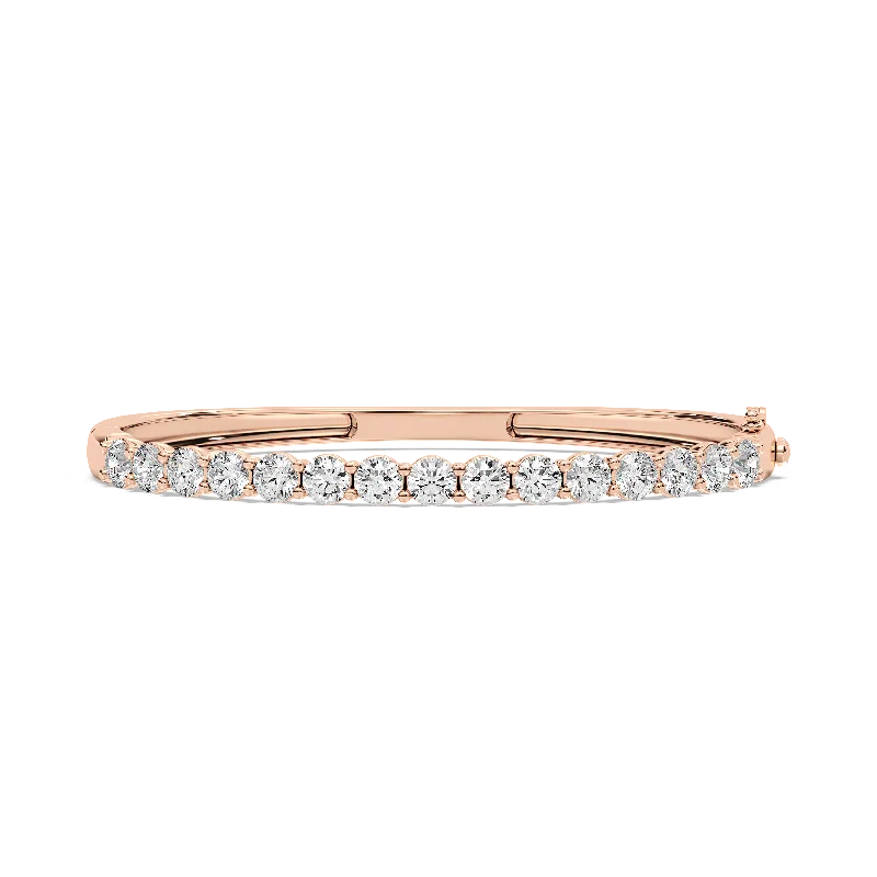 Luxury bangle bracelets with diamond accents for a sparkling, high-end accessory-Round Cut Diamond Hinged Bangle