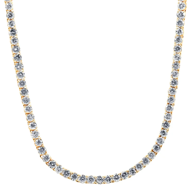 Best necklaces and pendants with sterling silver for an affordable yet stylish choice-43.50Ct Natural Diamond Men's Tennis Necklace Solid 14K Yellow Gold 24"