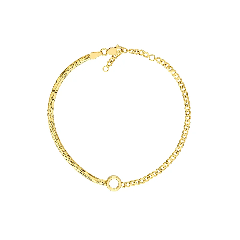 Minimalist bangle bracelets with a thin profile for a sleek and subtle appearance-50/50 Snake + Curb Circle Station Bracelet