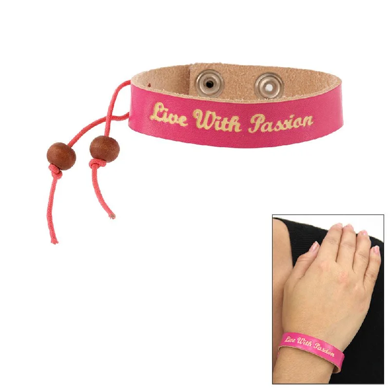 Best bangle bracelets with engraved floral patterns for a delicate and elegant design-Live with Passion Faux Leather Bracelet