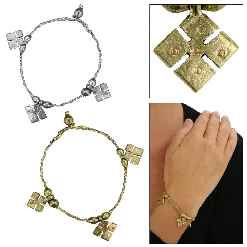 Sleek bangle bracelets with black enamel for a sophisticated and modern look-Ethiopian Yabe Cross Bracelet