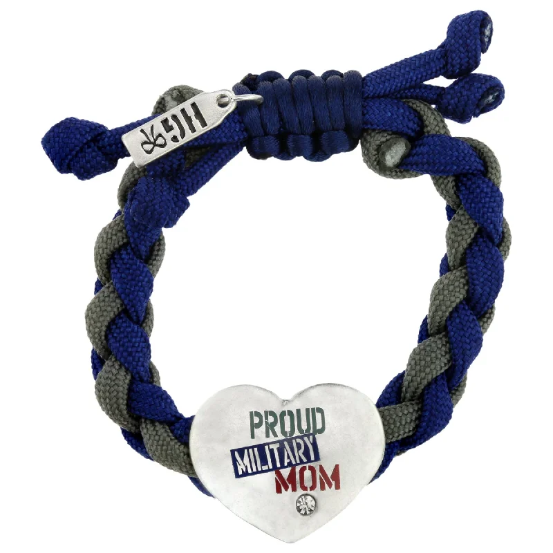 Colorful bangle bracelets with enamel details for a playful and youthful style-Proud Military Mom Paracord Bracelet