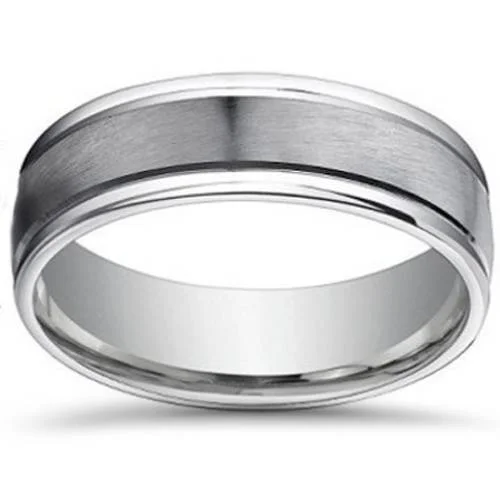 Best necklaces and pendants with layered designs for a chic, stacked look-7mm Brushed Flat Platinum Mens Comfort Fit Wedding Band