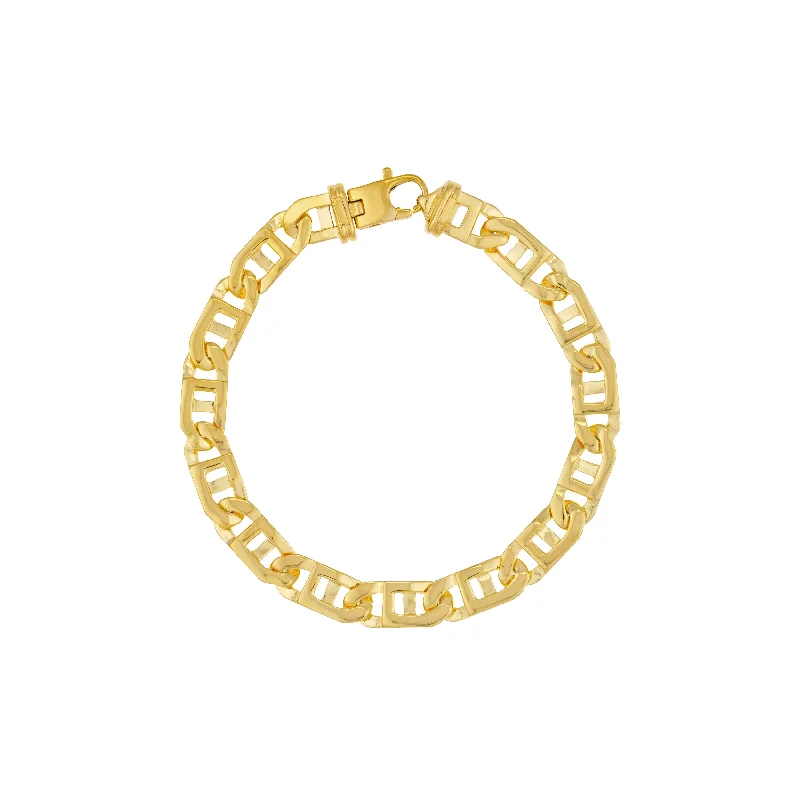 Simple gold bangle bracelets with smooth finishes for a classic and elegant style-8.35mm Mens Window Link Chain Bracelet