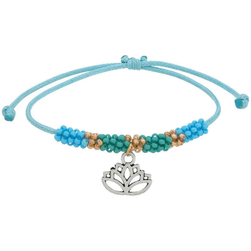 Luxury bangle bracelets with diamond accents for a sparkling, high-end accessory-Beaded Lotus Aqua Bracelet!