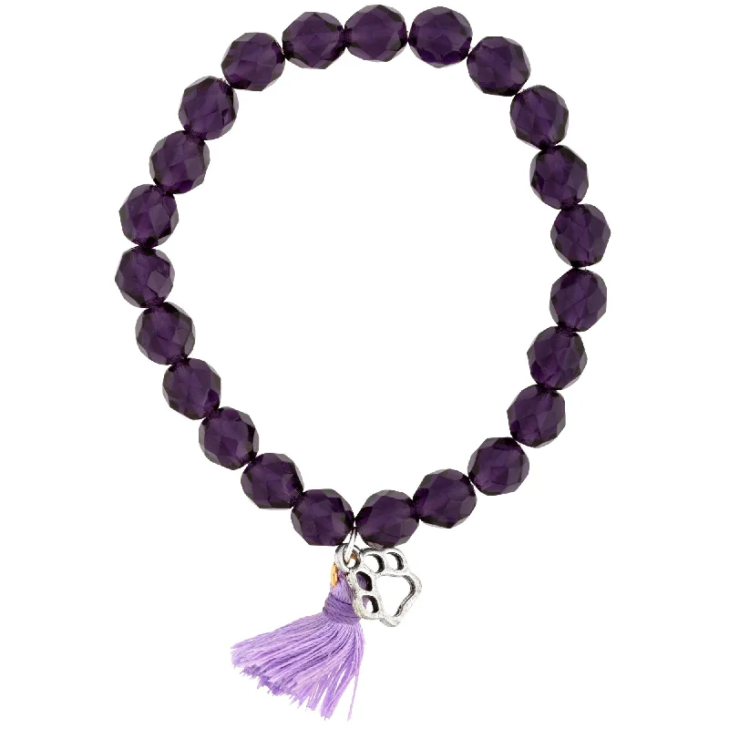 Best bangle bracelets with turquoise and silver for a Southwestern-inspired aesthetic-Purple Paw & Tassel Mala Bracelet!