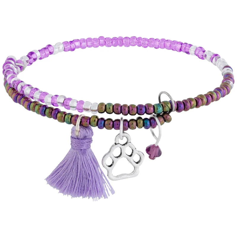 Best bangle bracelets with sapphire stones for an elegant and rich pop of color-Fair Trade Beaded Paw Print Adjustable Bracelet!