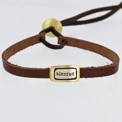 Best bangle bracelets with hand-crafted details for a unique and artisanal touch-Blessed Mixed Metals Bracelet On Sienna Leather