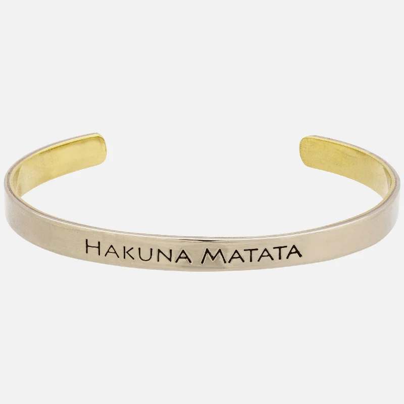 Elegant bangle bracelets with diamond-shaped stones for a sophisticated look-Hakuna Matata Mixed Metals Cuff Bracelet