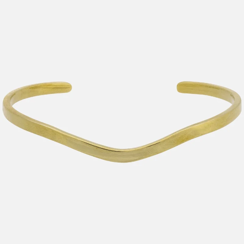 Best bangle bracelets with vibrant stones for a rich and colorful appearance-Hammered Curved Brass Cuff Bracelet