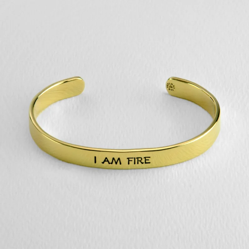 Adjustable bangle bracelets with toggle clasps for easy, secure wearing-I Am Fire Astrology Cuff Bracelet