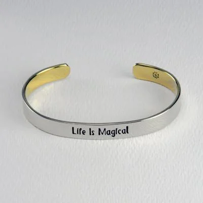 Gold bangle bracelets for women with a minimalist and sleek design-Life Is Magical Mixed Metal Cuff Bracelet